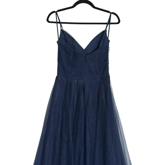 La Femme Navy Blue Illusion A-Line Tulle BallGown Dress Womens 10 - Picture 6 of 8